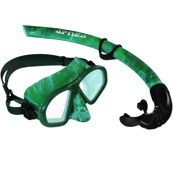 APNEA GREEN MASK AND SNORKEL COMBO